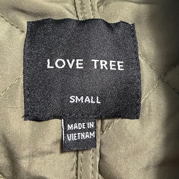 Love Tree Olive Green Quilted Jacket Brown Corduroy Accents Women's S - Picture 11 of 12